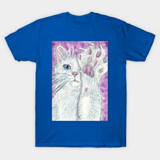 White cat paw up T-Shirt